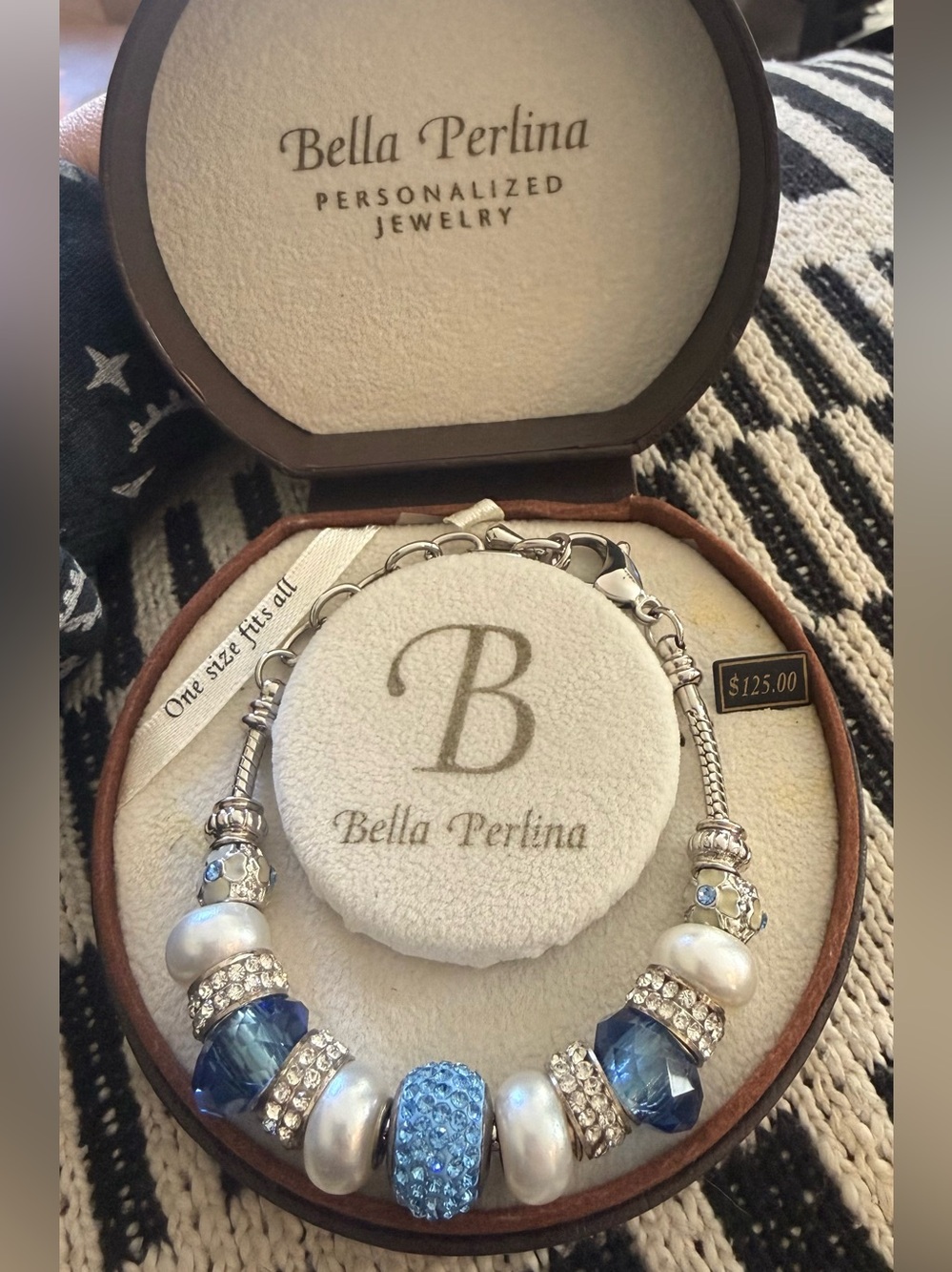 Bella Perlina Blue and Silver Sparkle Bracelet